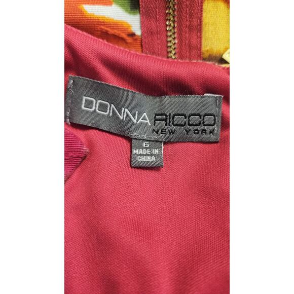 Donna Ricco Sheath Dress Womens 6 Sleeveless Multi Floral Knee Length Lined - Picture 7 of 9